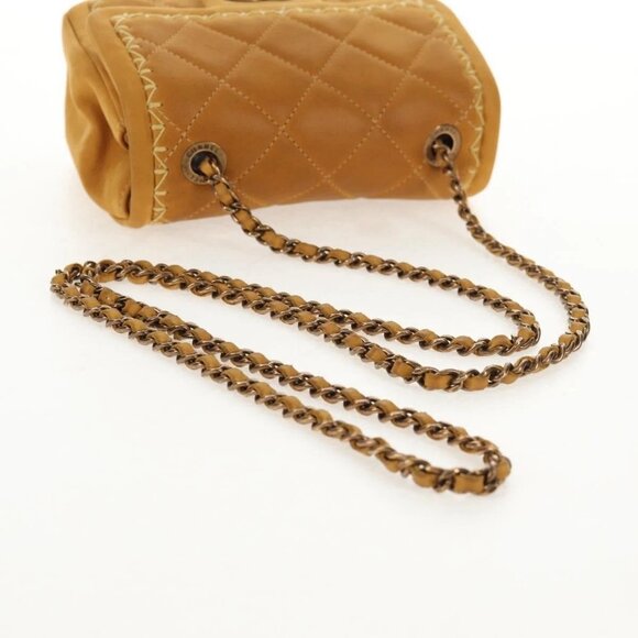 CHANEL Chain Shoulder Bag Suede Yellow Gold CC Auth 145362A - Picture 8 of 16